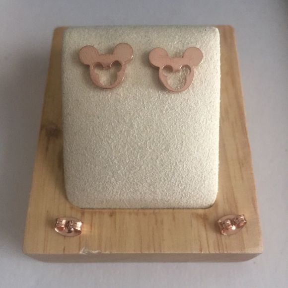Rose Gold Mickey Mouse Earrings - Picture 2 of 6